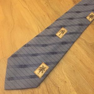 Tommy Bahama Mens Striped Blue Tie W/ Palm Tree